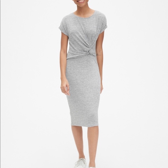 BLACK Twist Knot Midi Short Sleeve Dress Brand New - Picture 6 of 8